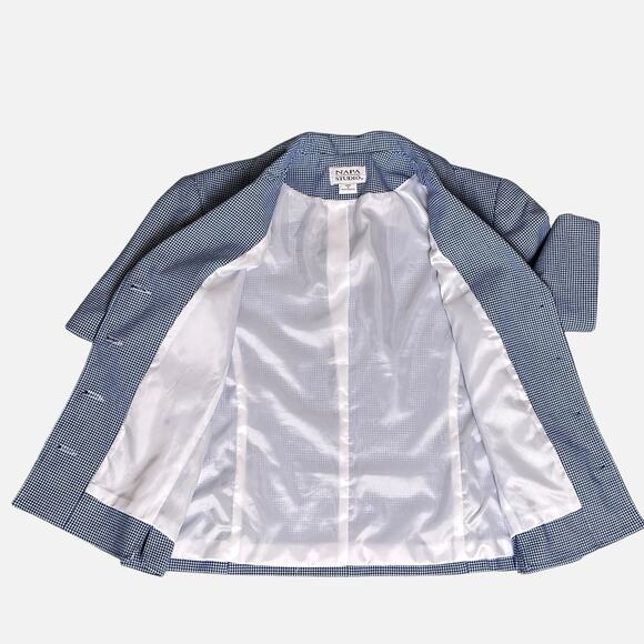 Napa Studio Button Jacket Size 12 Blue Check Embroidered Accents Lined 90s Vtg - Picture 9 of 10